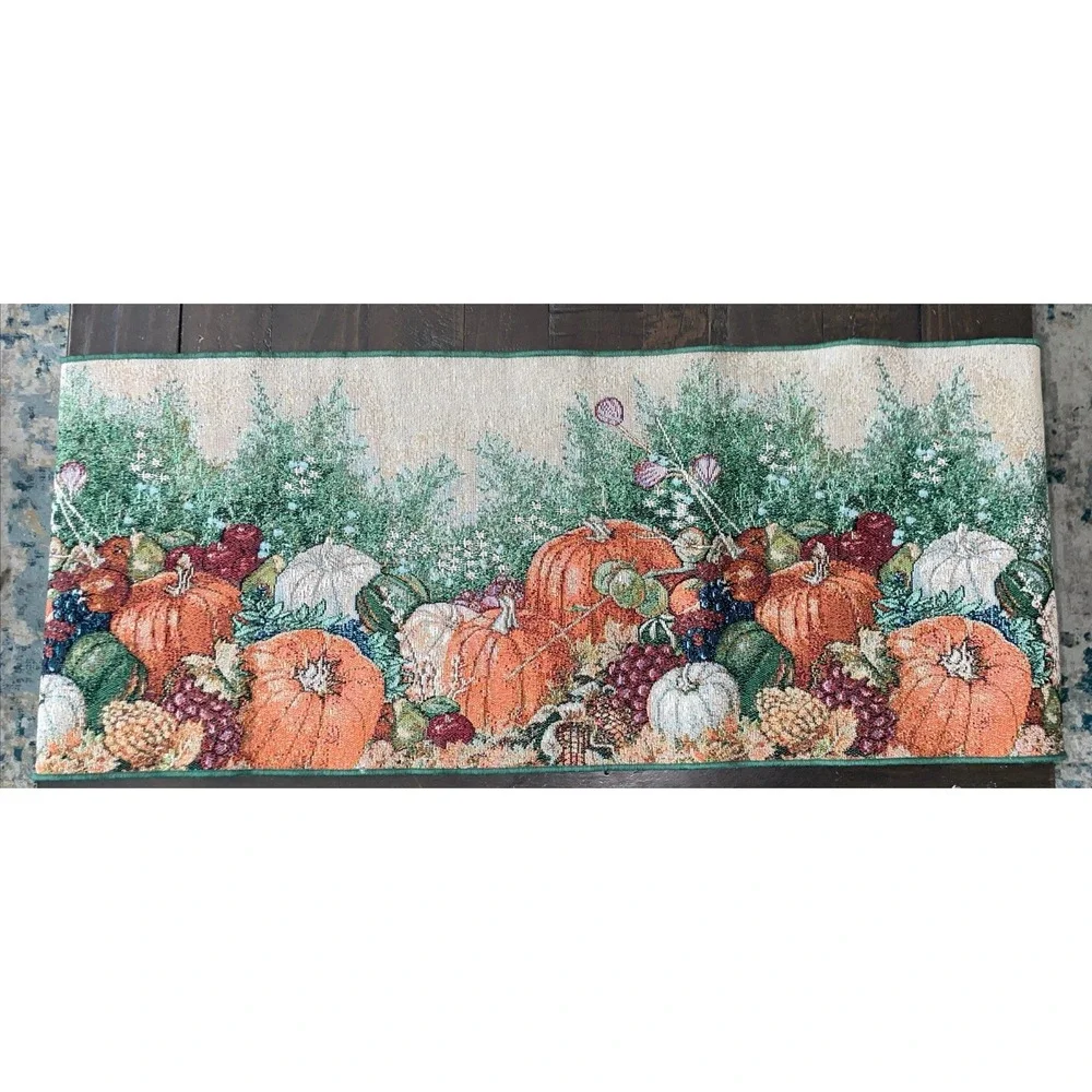 Fall Autumn Leaves,‎ Pumpkins, Table Runner Tapestry 13X72 Thanksgiving